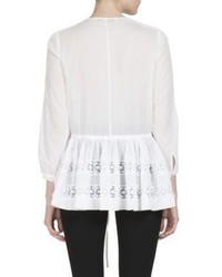 Givenchy Toggle Waist Cotton Silk Peasant Blouse