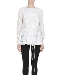 Givenchy Toggle Waist Cotton Silk Peasant Blouse