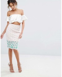 Endless Rose Floral Embroidered Lace Pencil Skirt