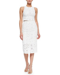 Rebecca Taylor Netted Lace Long Pencil Skirt