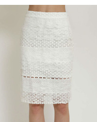 Off White Lace Pencil Skirt