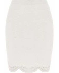 River Island White Knit Scallop Lace Hem Pencil Skirt
