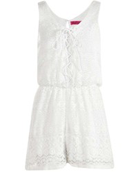 Boohoo Suzy Lace Up Front Sleeveless Playsuit