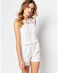 Darccy Broderie Romper With Lace Trim