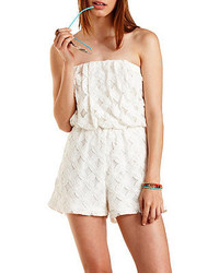 Charlotte Russe Strapless Floral Lace Romper