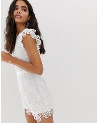 Miss Selfridge Lace Playsuit In White
