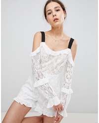 Glamorous Lace Playsuit With Cold Shoulder
