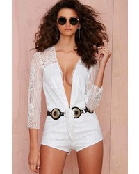 Nasty Gal Factory Cut To It Lace Romper