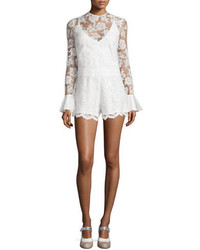 Alexis Yumi Long Sleeve Lace Romper White