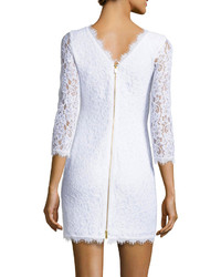 Diane von Furstenberg 34 Sleeve Lace Sheath Dress White