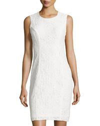Milly Floral Lace Sleeveless Sheath Dress White