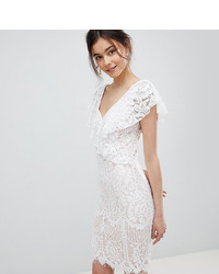 City Goddess Tall Lace Pencil Dress With Frill Overlay