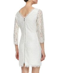 Diane von Furstenberg Zarita 34 Sleeve Lace Dress White
