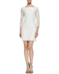 Diane von Furstenberg Zarita 34 Sleeve Lace Dress White