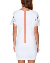 ChicNova Lace Embroidery Short Sleeves White Cutout Dress