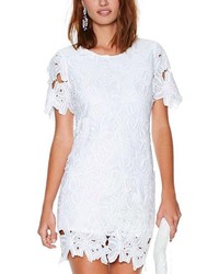 ChicNova Lace Embroidery Short Sleeves White Cutout Dress