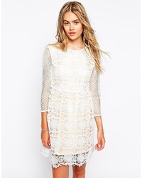 Little White Lies Cutwork Lace Dress With Mesh Sleeves