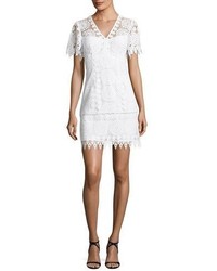 Nanette Lepore Dandelion Short Sleeve Lace Shift Dress White