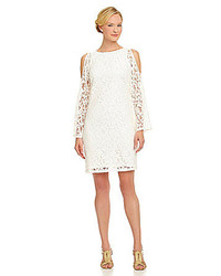 Adrianna Papell Exposed Shoulder Lace Shift Dress