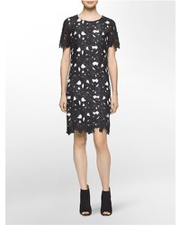 Calvin Klein Floral Lace Short Sleeve Shift Dress
