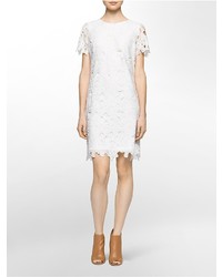 Calvin Klein Floral Lace Short Sleeve Shift Dress