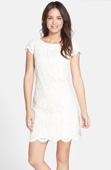 lace shift dress with sleeves