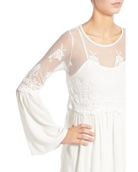 Trixxi Long Sleeve Illusion Lace Shift Dress