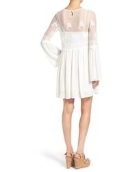 Trixxi Long Sleeve Illusion Lace Shift Dress