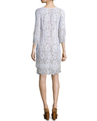 Michael Kors Michl Kors Collection Layered Hem Lace Shift Dress Optic White