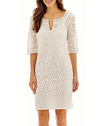 Nicole Miller Nicole By Nicole By 34 Sleeve Lace Shift Dress