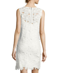 Neiman Marcus Sleeveless Lace Shift Dress Ivory