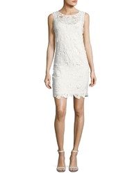 Neiman Marcus Sleeveless Lace Shift Dress Ivory