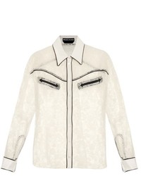 Rochas Contrast Trimmed Lace Shirt