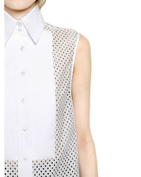 Ellery Sleeveless Laminated Cotton Lace Shirt