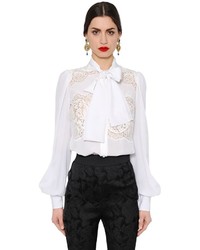 Dolce & Gabbana Silk Crepe De Chine Lace Shirt