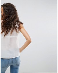 Asos Sleeveless Shirt With Pintuck And Lace Detail