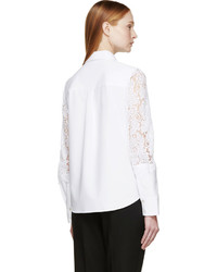 Erdem White Lace Paneled Beatrix Shirt