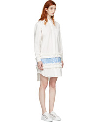 MSGM White Ruffle Lace Shirt Dress