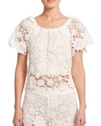 Nightcap Clothing Caribbean Floral Lace Peasant Top