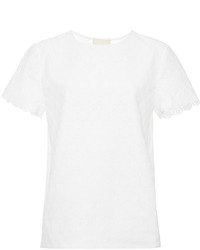Band Of Outsiders White Lace Top With Scalloped Sleeves