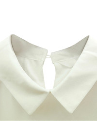 Choies White Ruffle Sleeve Chiffon Shirt With Lace Shoulder Detail