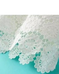 Elastic Waist Lace Crochet White Shorts