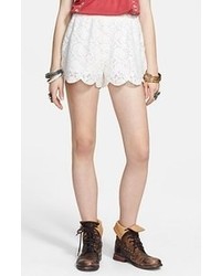 Free People Scalloped Lace Shorts Ivory Small