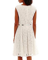 London Times London Style Collection Cap Sleeve Lace Keyhole Fit And Flare Dress