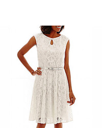 London Times London Style Collection Cap Sleeve Lace Keyhole Fit And Flare Dress