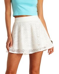 Charlotte Russe Aztec Lace High Waisted Skater Skirt