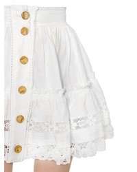 Just Cavalli Flax Linen Cotton Lace Skirt