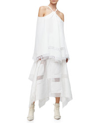 Derek Lam A Line Lace Inset Handkerchief Skirt White