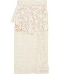 Stella McCartney Appliqud Cotton Blend Lace Midi Skirt Ivory
