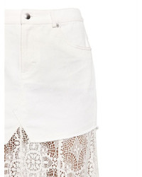 McQ by Alexander McQueen Long Lace Cotton Denim Skirt